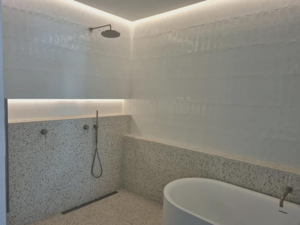 Bathroom renovation — bath and shower detail