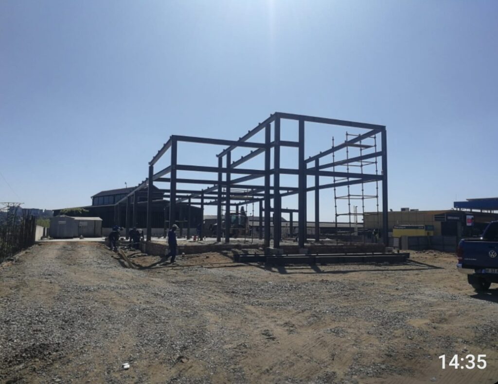Chicken Licken — steel frame during construction
